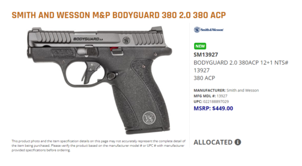S&W BODYGUARD 2.0 380ACP 13927 - Image 2