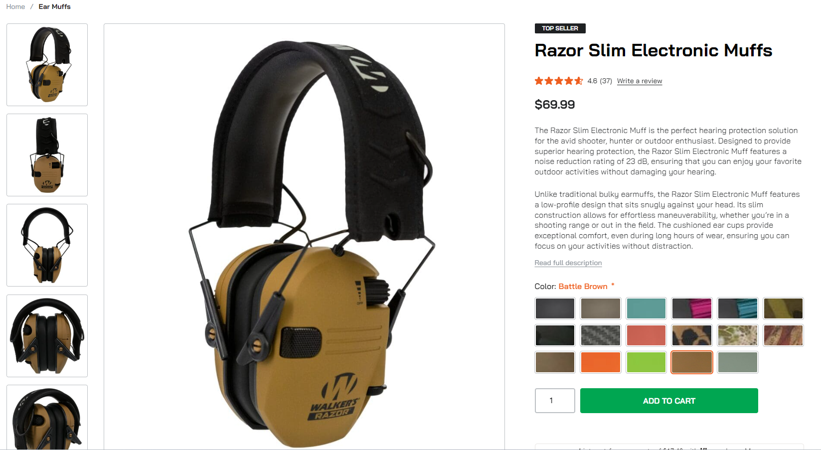 Walker Razor Slim Electronic Muffs Battle Brown Gun Reviews Gun Dealer