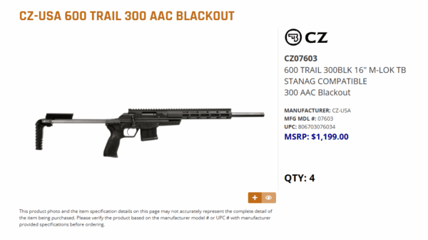 CZ-USA 600 Trail 300 AAC Blackout - Image 2
