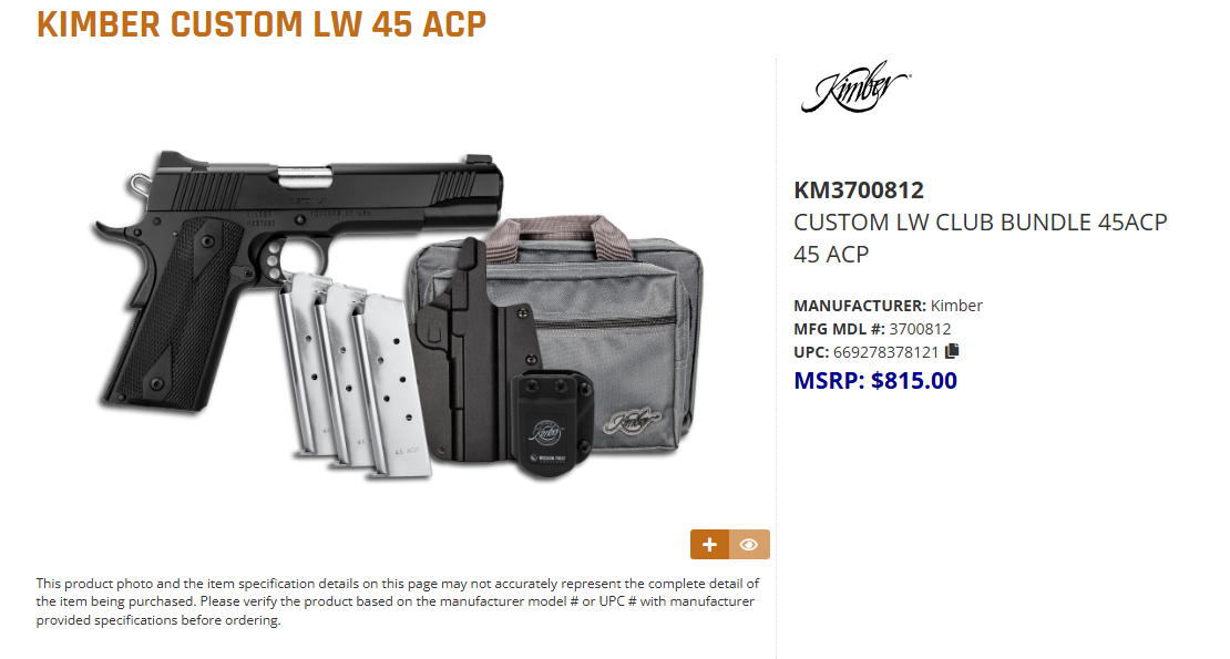 KIMBER CUSTOM LW CLUB BUNDLE 45ACP - Image 2