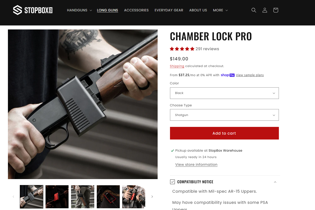 STOPBOX SHOTGUN CHAMBER LOCK PRO BLK - Image 2