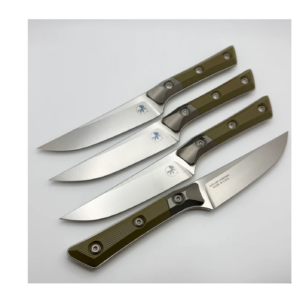 Microtech Steak 4 Piece Set OD Green G-10/Titanium Bolster Handle w/ Stonewash M390MK 3600B-10SETOD