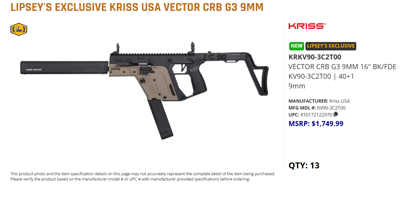 KRISS VECTOR CRB G3 9MM 16" BK/FDE KV90-3C2T00 | 40+1 - Image 2