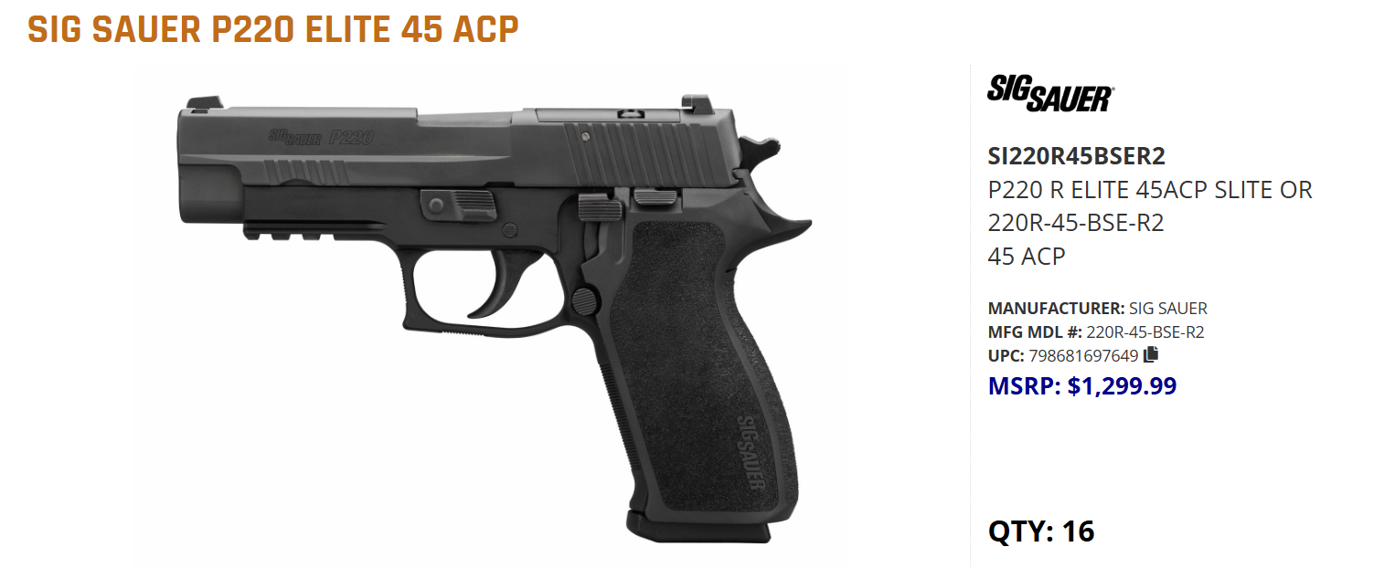 SIG P220 R ELITE 45ACP SLITE OR 45 ACP 7649 - Image 2