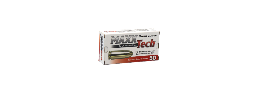 500 Rounds MaxxTech Brass Pistol 9mmLuger 115gr Full Metal Jacket 1476