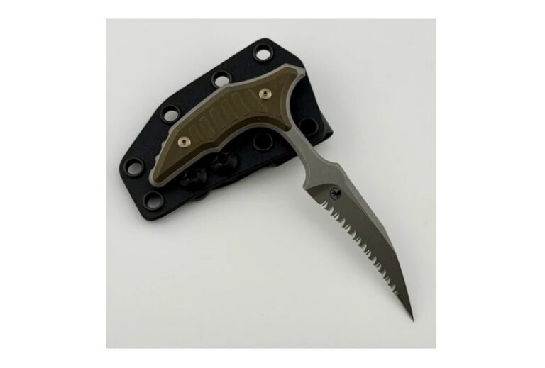 Microtech & Bastinelli Bee Marfione Select Apocalyptic Full Serrated w/ Antique Bronze Handles & Bronze Hardware 218-12APMS2