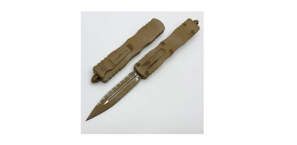 Microtech Dirac Delta Sand Dune Camo D/E Full Serrated Signature Series 227-3DUCS